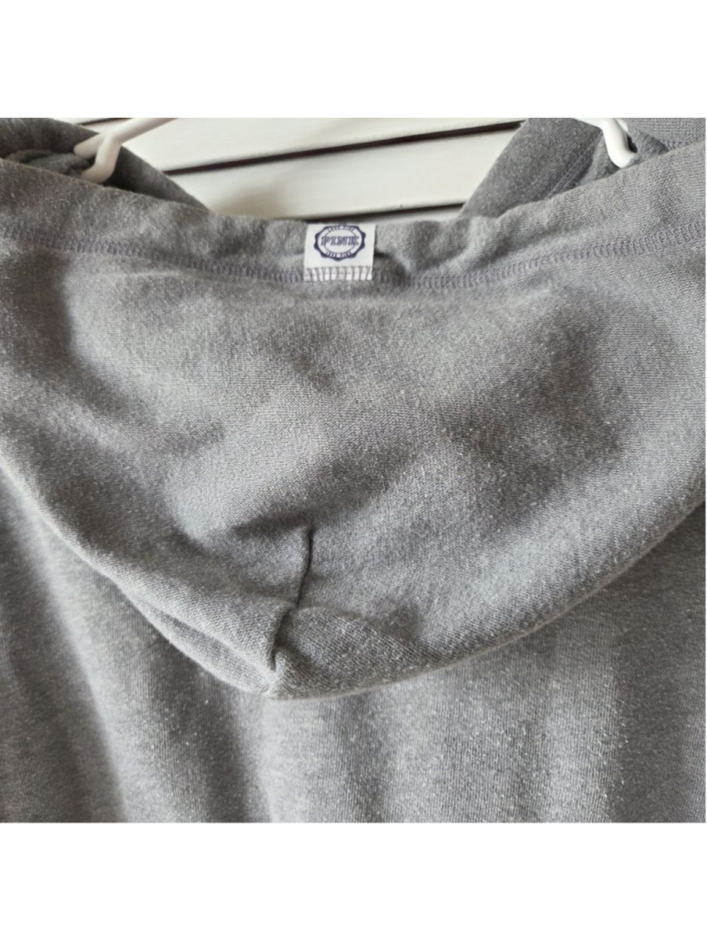 Women's PINK Victoria's Secret Gray & White Hoodie, Size L - Picture 12 of 14